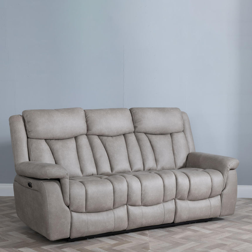 Dylan Sandstone Fabric 3 Seater Electric Recliner Sofa