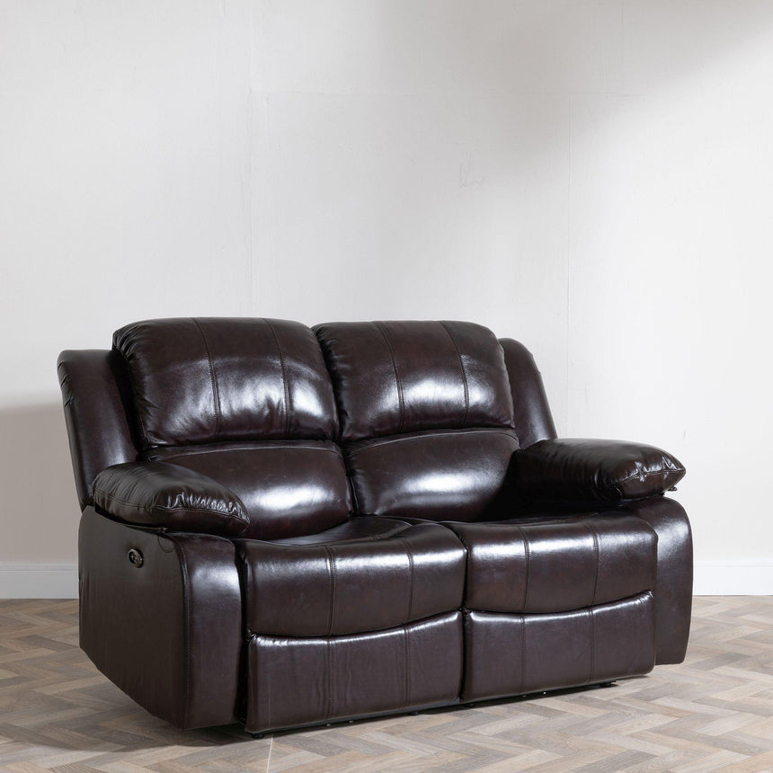 London Burgundy Leather 2 Seater Recliner Sofa-3
