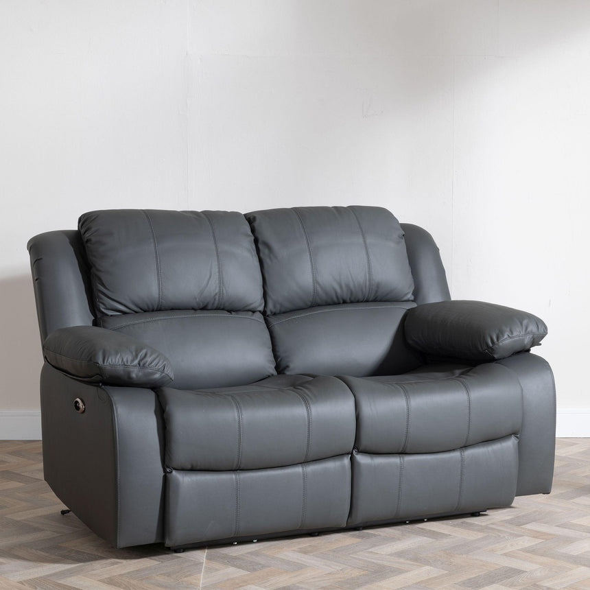 London Grey Leather 2 Seater Recliner Sofa-2