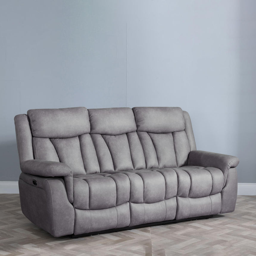 Dylan Grey Fabric 3 Seater Electric Recliner Sofa-2
