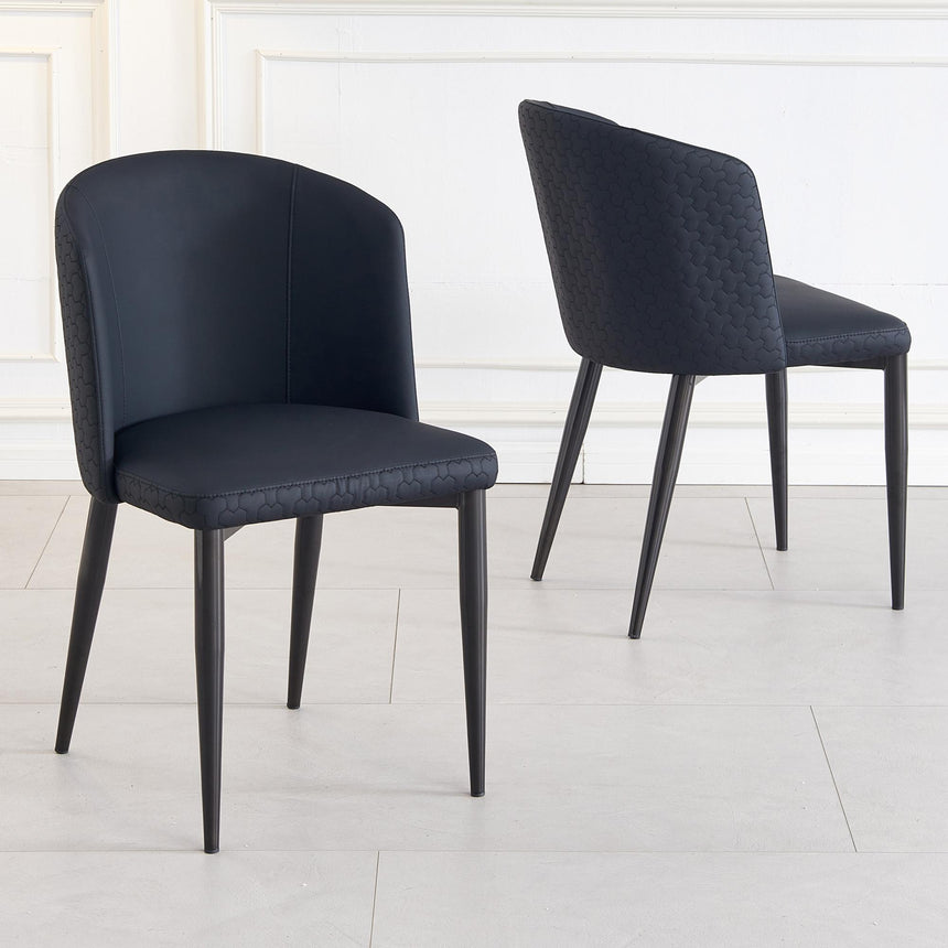 Deco Black Leather Dining Chair with Black Legs-3
