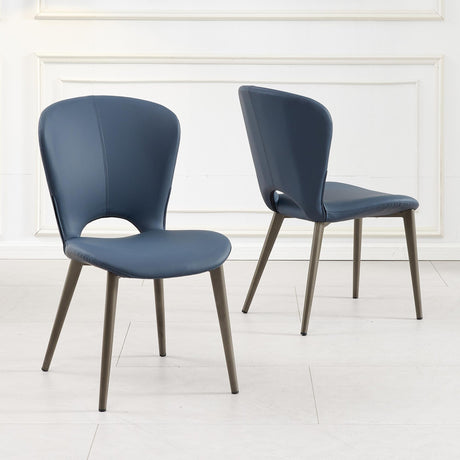 Clearance - Clooney Blue Leather Dining Chair-4