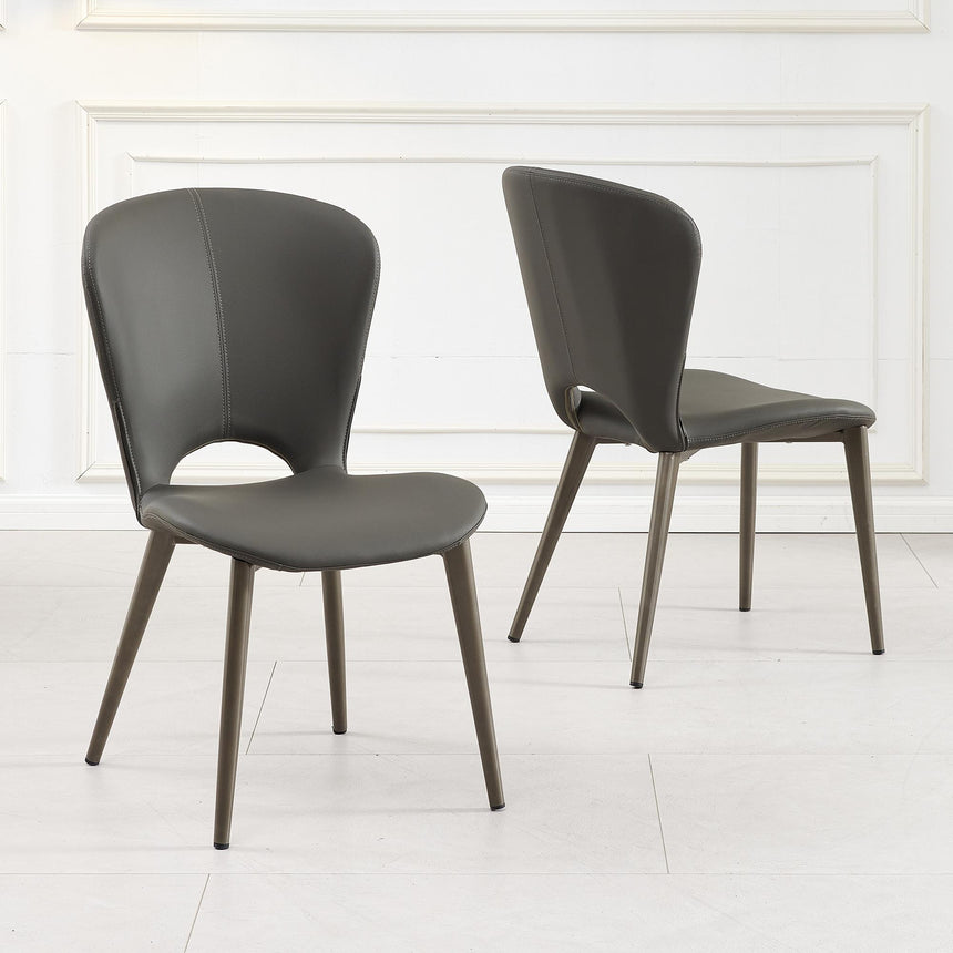 Clearance - Clooney Dark Grey Leather Dining Chair