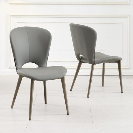 Clearance - Clooney Grey Leather Dining Chair
