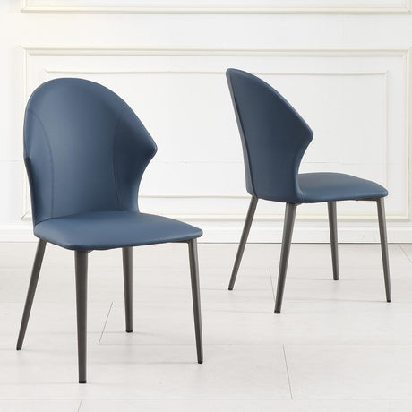 Clearance - Elaine Blue Leather Dining Chair-4