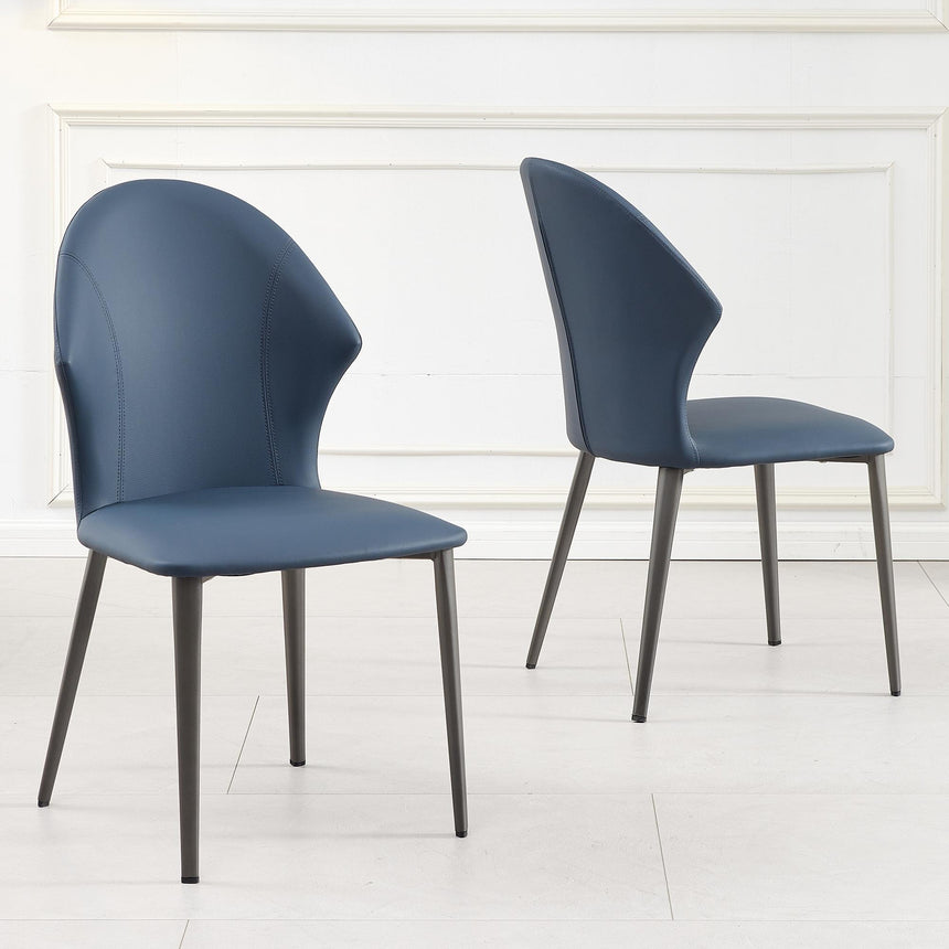 Clearance - Elaine Blue Leather Dining Chair-4