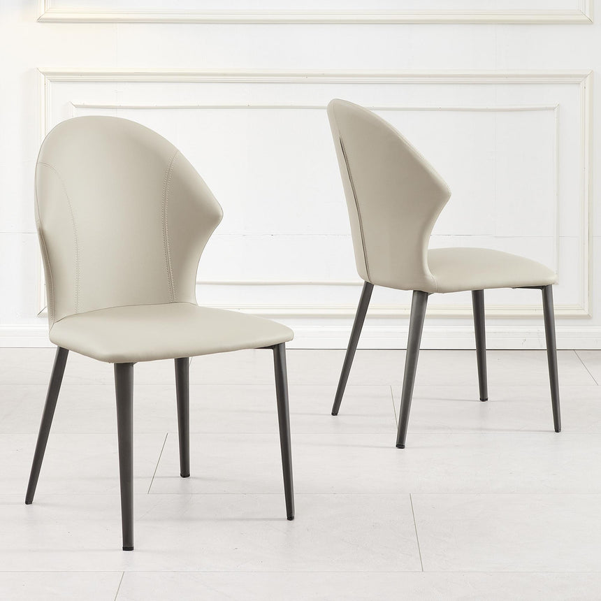 Clearance - Elaine Taupe Leather Dining Chair-2