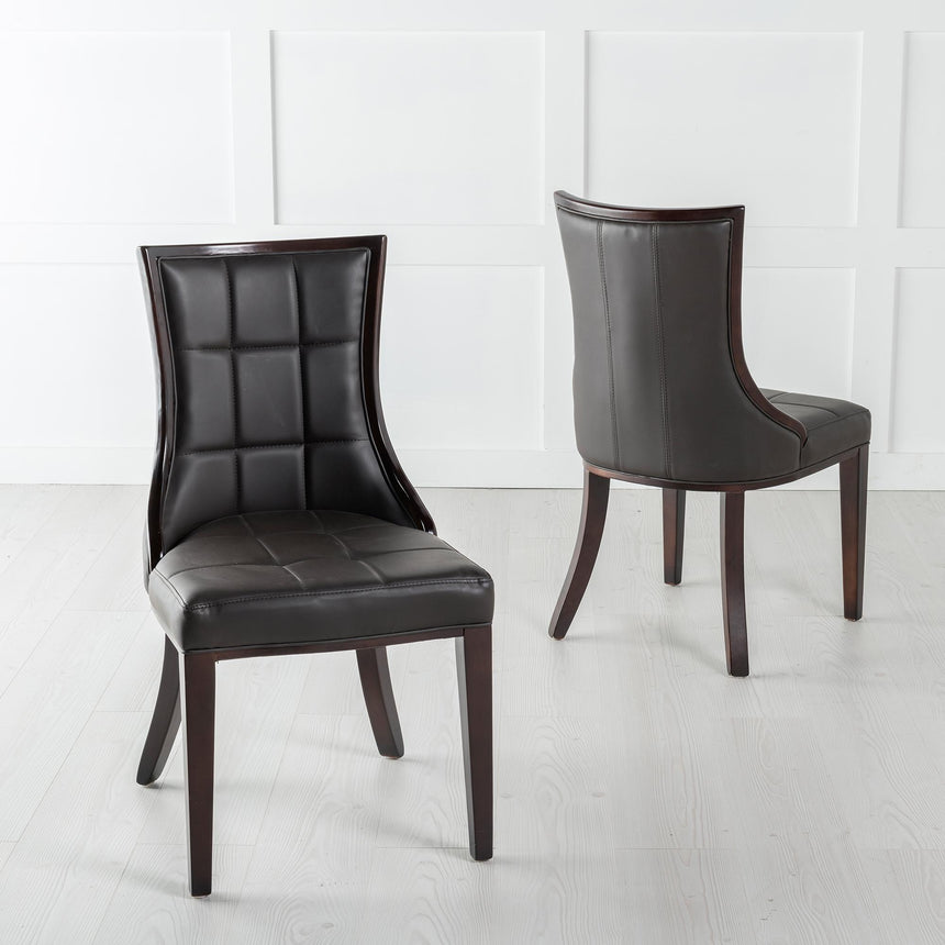 Paris Brown Leather Dining Chair with Brown Legs-3