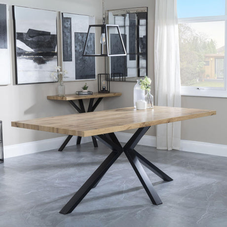 Ezra Oak 6 Seater Dining Table with Black Spider Legs - 180cm