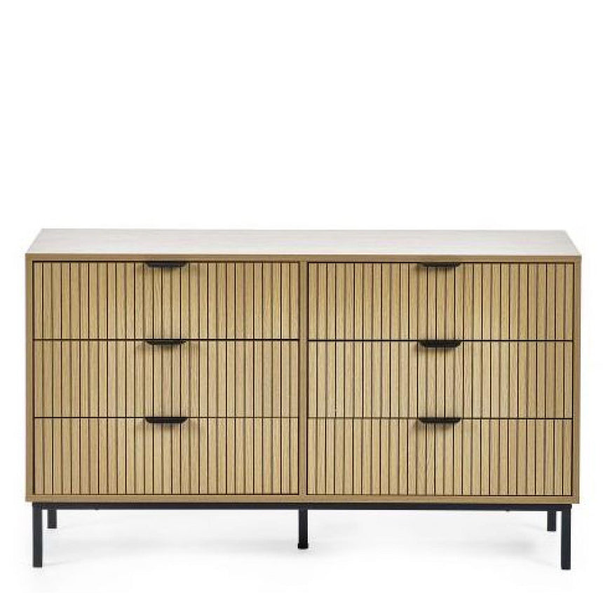 Hawaii Oak Ribbed 6 Drawer Wide Chest