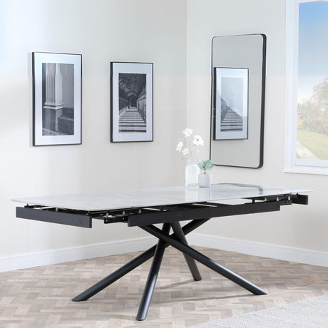 Apollo 6-8 Seater Grey Ceramic Extending Dining Table with Black Base - 160cm-220cm