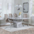 Turin Grey Marble Square Dining Set - Jamison Beige Faux Leather Dining Chair