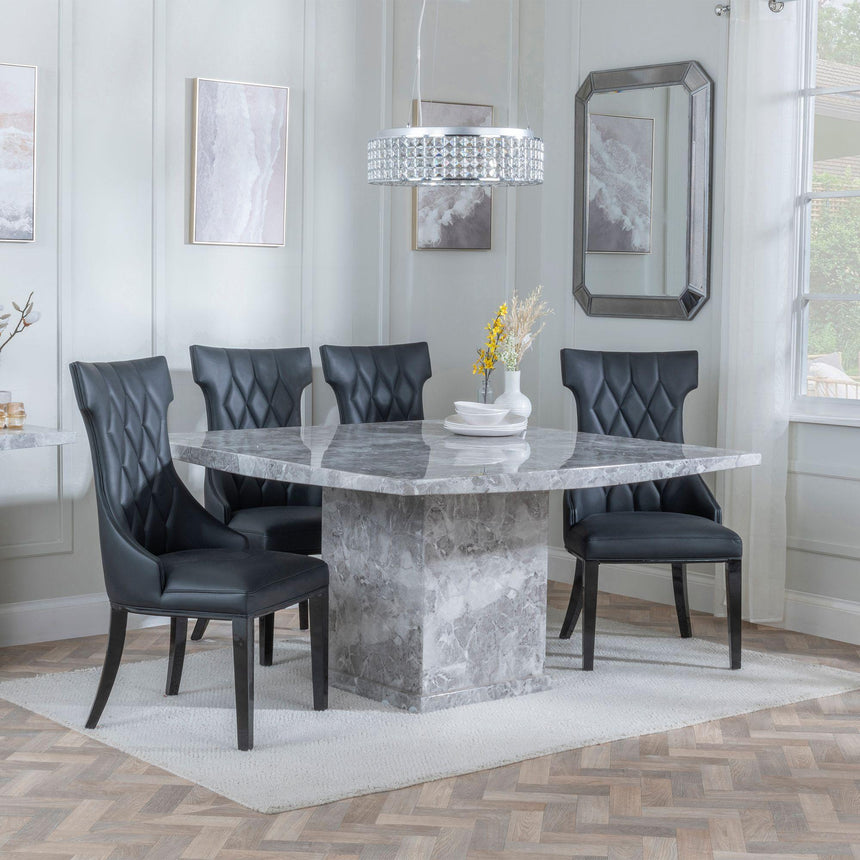 Genoa 8 Seater Square Marble Dining Set - Parish Leather Dining Chair
