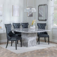 Turin Grey Marble Square Dining Set - Mimi Black Leather Dining Chair