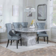 Turin Grey Marble Square Dining Set - Mimi Grey Leather Dining Chair