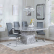 Turin Grey Marble Square Dining Set - Roma Grey Faux Leather Dining Chair