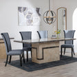 Venice Cream Marble Dining Set - Cadiz Grey Leather Dining Chair