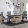 Venice Cream Marble Dining Set - Mimi Grey Leather Dining Chair