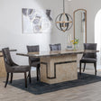 Venice Cream Marble Dining Set - Paris Brown Leather Dining Chair with Brown Legs