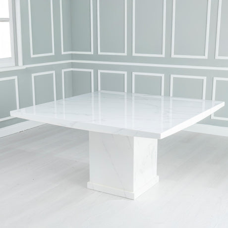 Turin 8 Seater White Marble Square Dining Table - 140cm-2