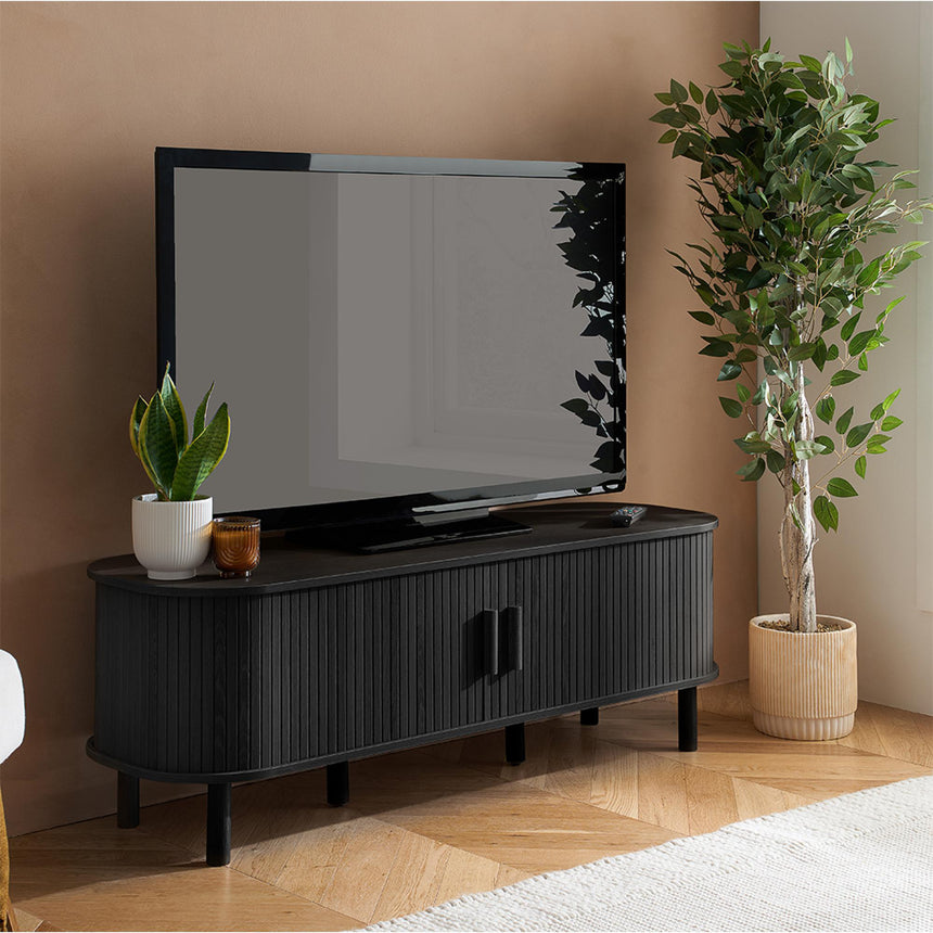 Axel Black Fluted 140cm Curved TV Unit