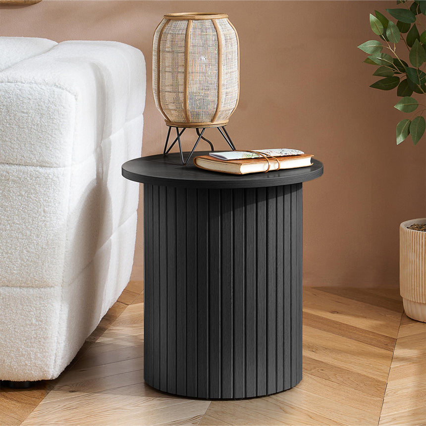 Axel Black Fluted Round Side Table