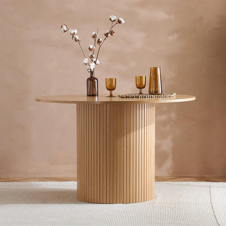 Axel Oak Fluted 4 Seater Round Dining Table