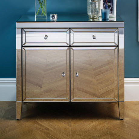 Valencia Mirrored 90cm Small Sideboard - 2 Doors