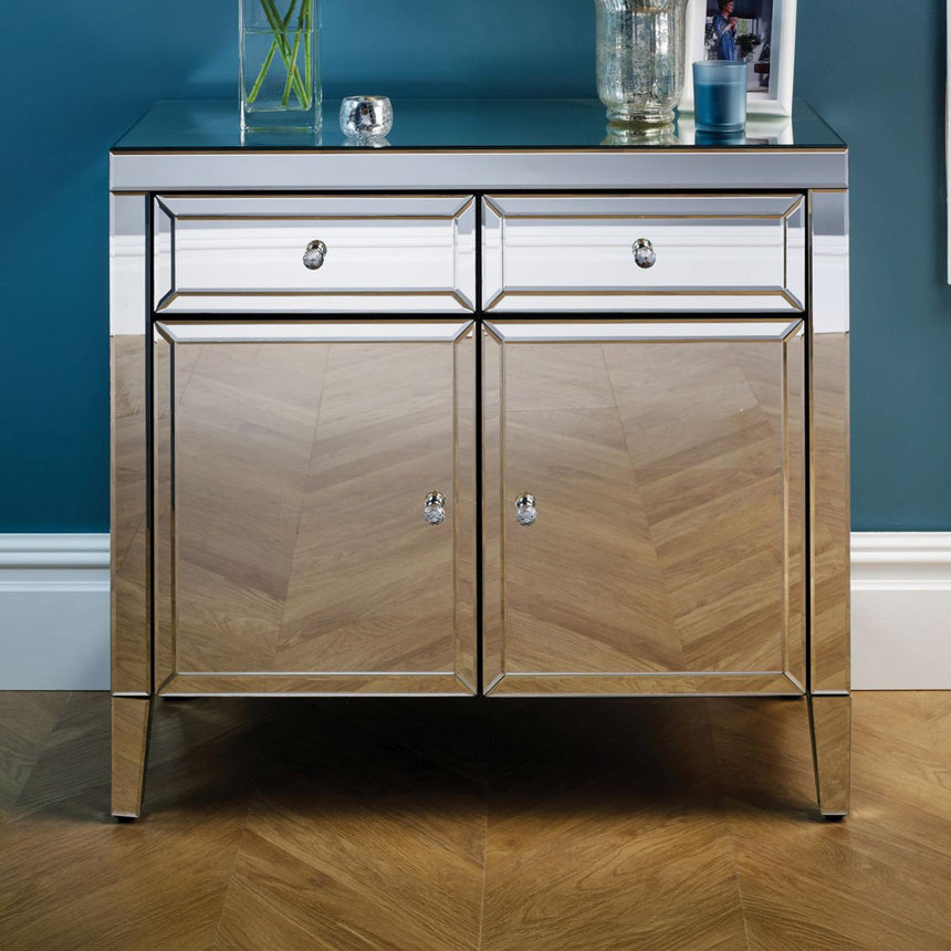 Valencia Mirrored 90cm Small Sideboard - 2 Doors
