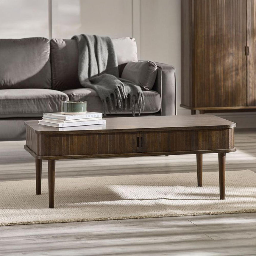 Tambour Dark Oak Ribbed Coffee Table