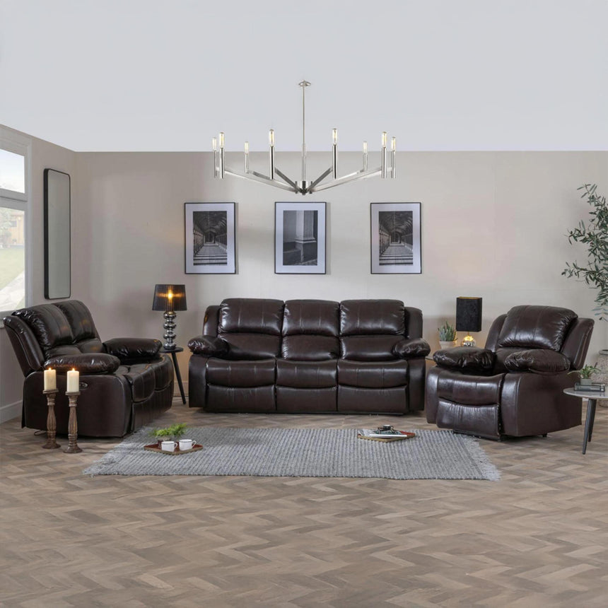 London Burgundy Leather Recliner Sofa Set