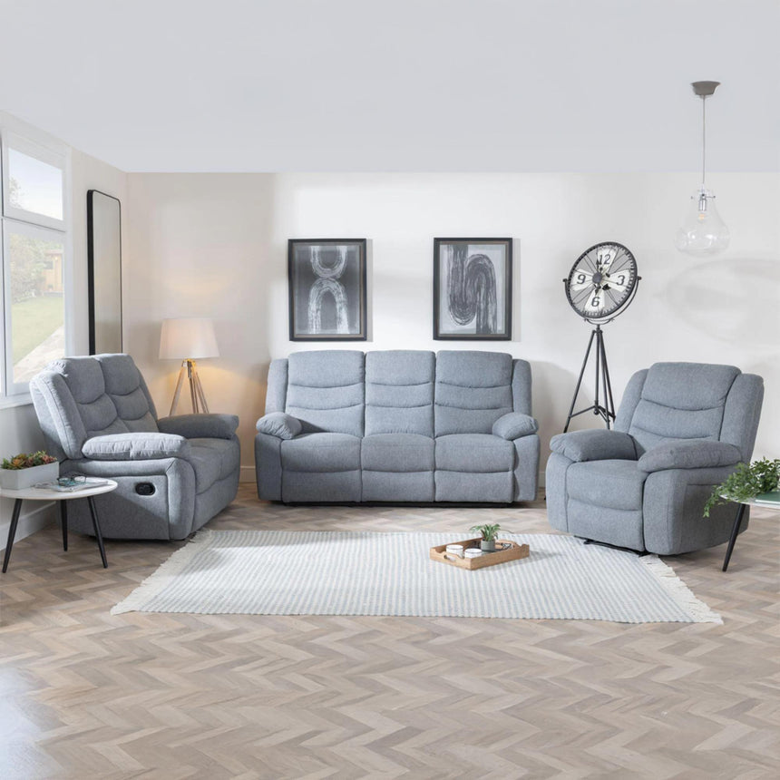 Windsor Grey Fabric Recliner Sofa Set