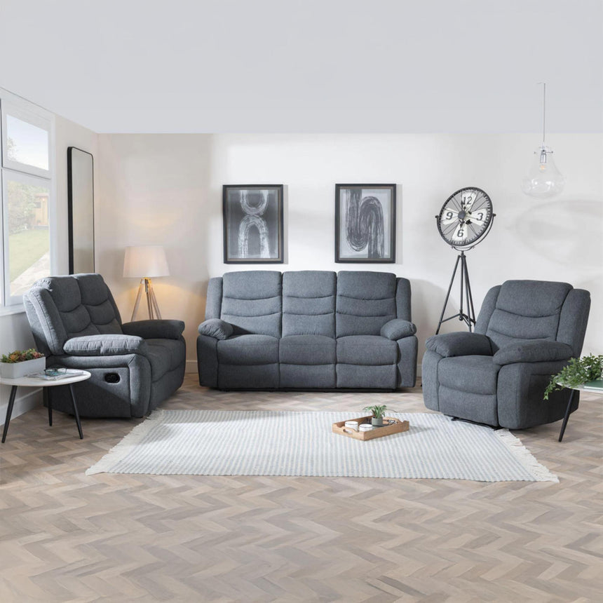 Windsor Dark Grey Fabric Recliner Sofa Set-3