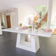 Milan 6 Seater White Marble Dining Table - Sizes Available
