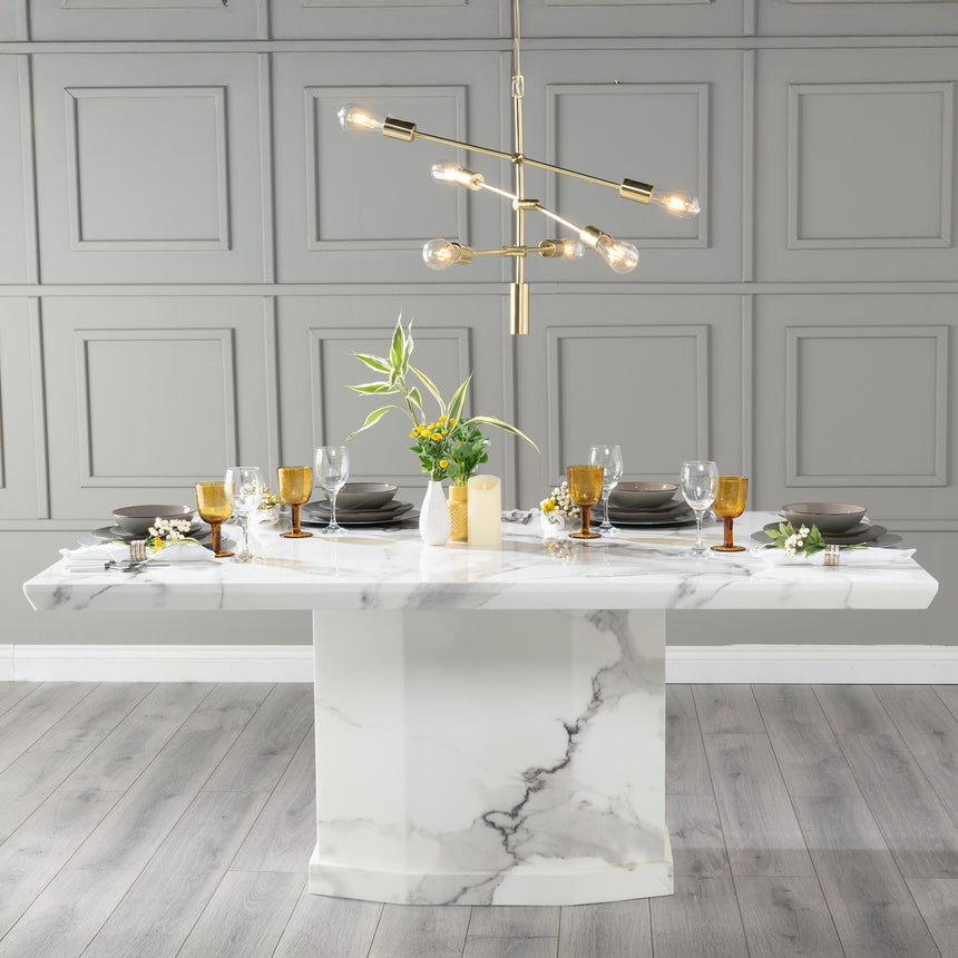 Naples 6 Seater White Marble Dining Table - Sizes Available-2