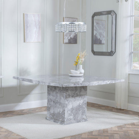 Turin 8 Seater Grey Marble Square Dining Table - 140cm