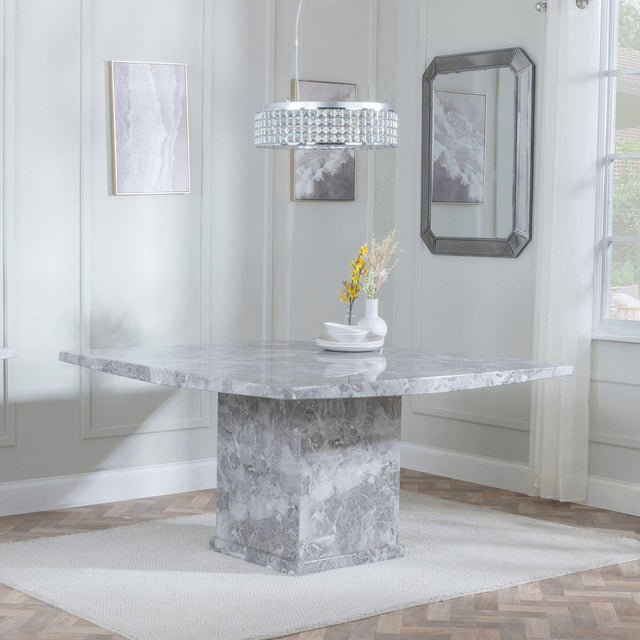 Turin 8 Seater Grey Marble Square Dining Table - 140cm