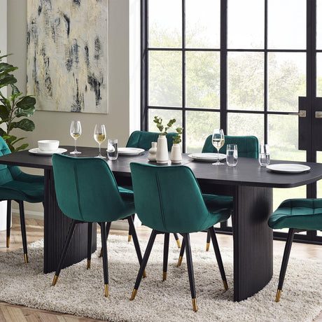 Louis Black 6 Seater Extending Dining Table - Fluted Base