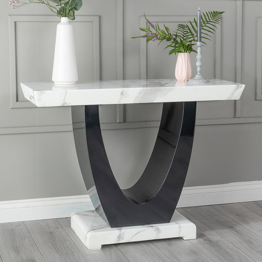 Ancona White Marble Console Table