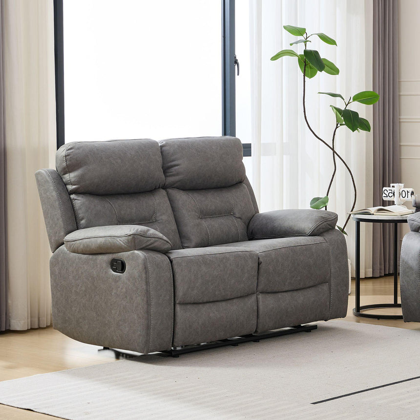Hayley Grey Fabric 2 Seater Manual Recliner Sofa