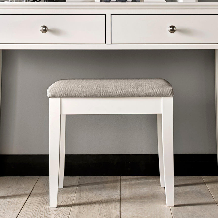 Bentley Designs Ashby White Pebble Grey Fabric Stool