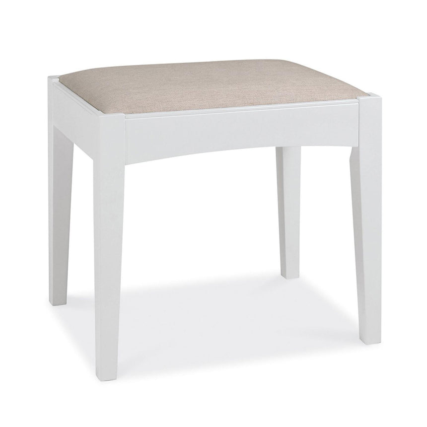 Bentley Designs Hampstead White Stool - Pebble Grey Fabric