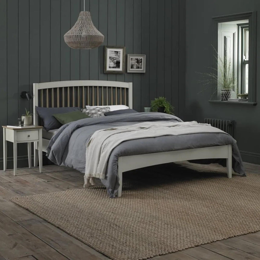 Bentley Designs Whitby Scandi Oak Soft Grey Low Footend Bedstead Comes in 4ft 6in Double and 5ft King Size Options