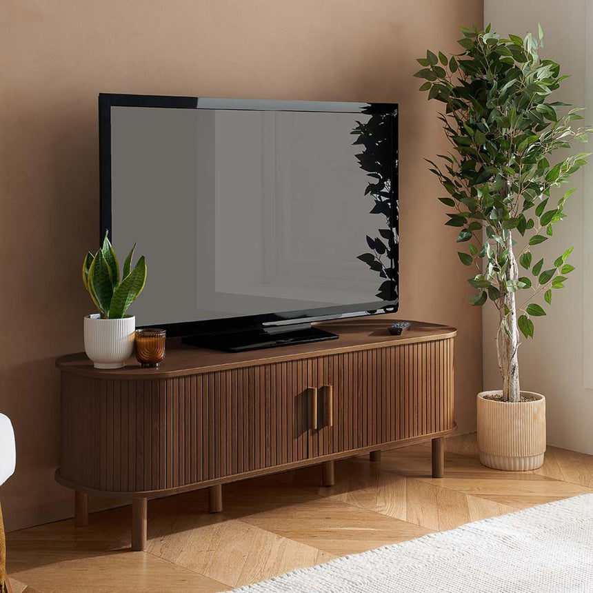 Axel Walnut Fluted 140cm Curved TV Unit