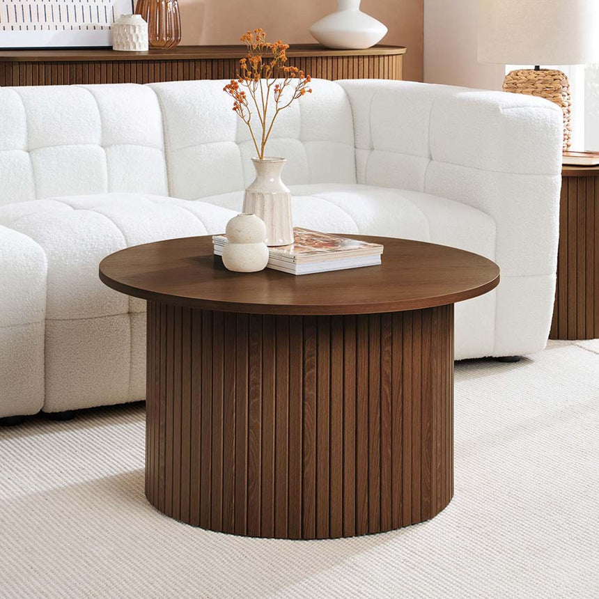 Axel Walnut Fluted Round Coffee Table