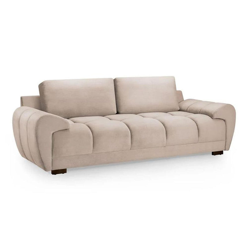 Azzuro Biege Velvet Fabric 3 Seater Sofa