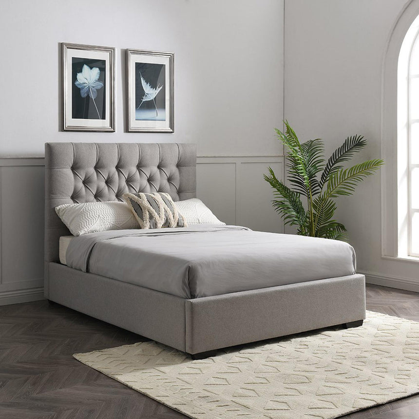 Elisa Grey Wool Multi-Lift Ottoman Storage Bed - Sizes Available