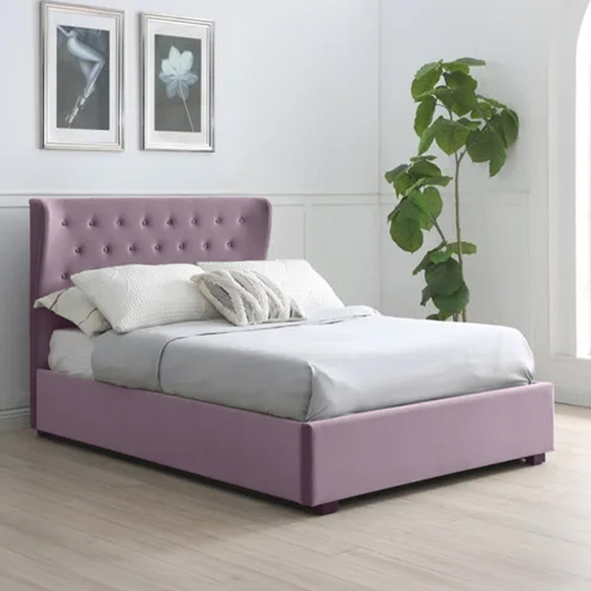 Kensington Athena Heather Velvet Fabric Ottoman Storage Bed