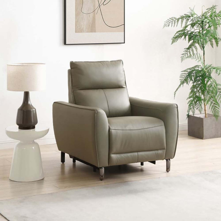 Brooke Taupe Leather Electric Recliner Armchair