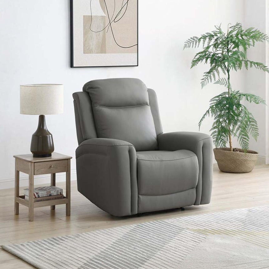 Henley Grey Leather Electric Recliner Armchair